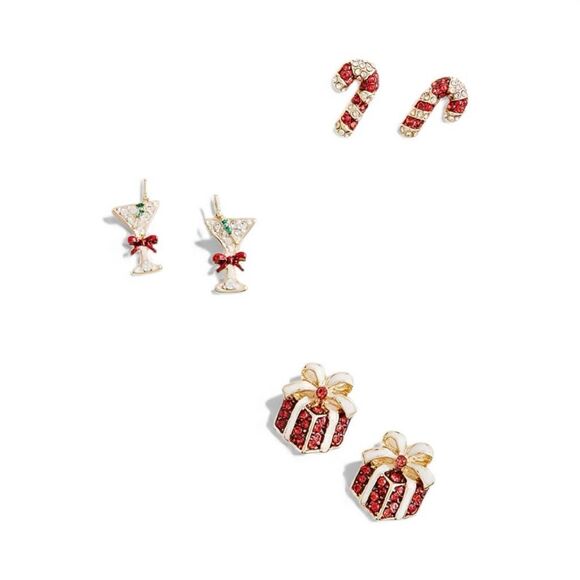 J.Crew Holiday Stud Earrings 3-Pack – Gold Plated Festive Gift Set NWT - Picture 2 of 4